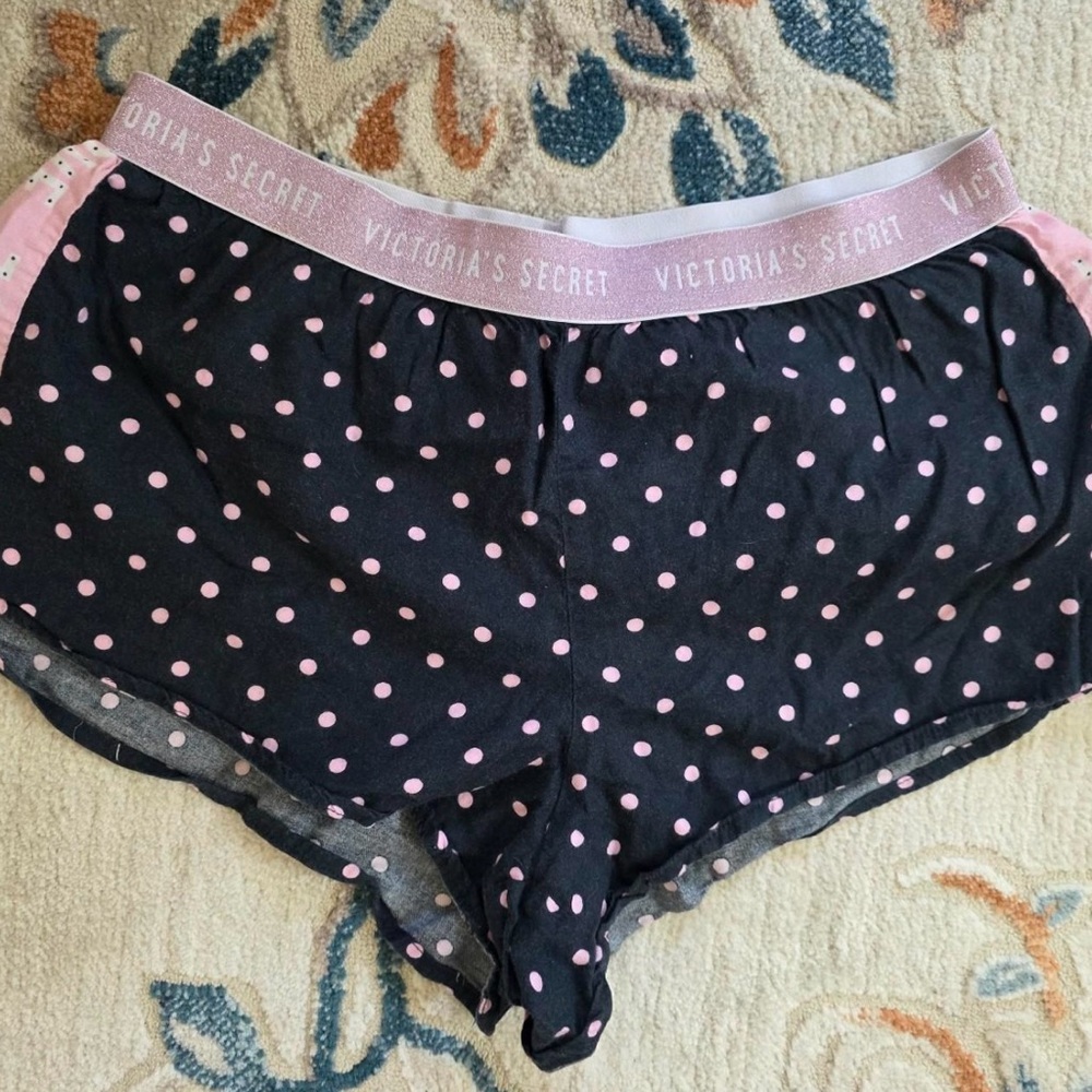 Victoria's Secret Gray and Pink Polka Dot Shorts